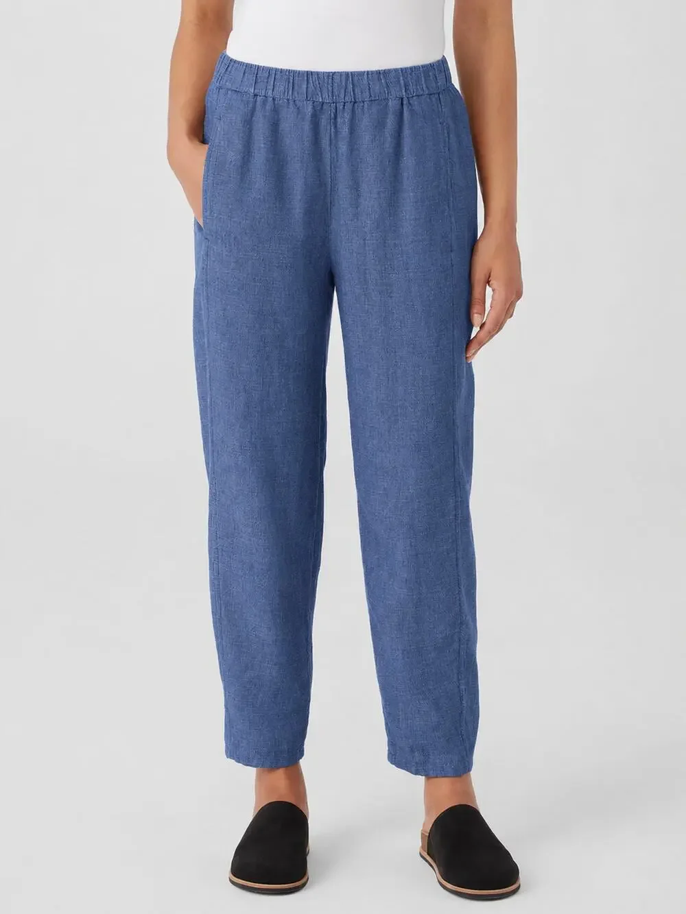 Eileen Fisher Lantern Pants Womens Medium Blue Pull On Organic Cotton Hemp - Picture 1 of 7